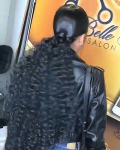 100% natuurlijke Braziliaanse Remy Menselijk Haar Paardenstaart Horsetail Kinky Krullende Clips in / op Menselijk Haar Paardenstaart Extension Afro Krullend Haar 140G