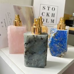 Bouteille de parfum en pierre brute en cristal naturel, beauté, Quartz Rose, pierre de Jade, bouteille de Lotion d'aromathérapie, distributeur de parfum, flacon pulvérisateur, décoration de la maison