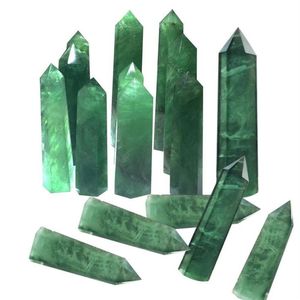 100% natuurlijk fluoriet kwartskristal groen gestreept fluoriet puntgenezing zeshoekige toverstaf behandeling steen woondecoratie C19021601256B