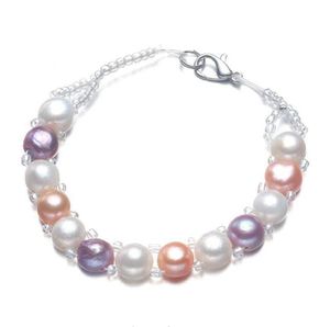 Pulsera de perlas de agua dulce 100% naturales, hebras de hilo con cuentas, blanco, rosa, cierre de langosta elástico de 7,5-8mm, joyería de moda nupcial
