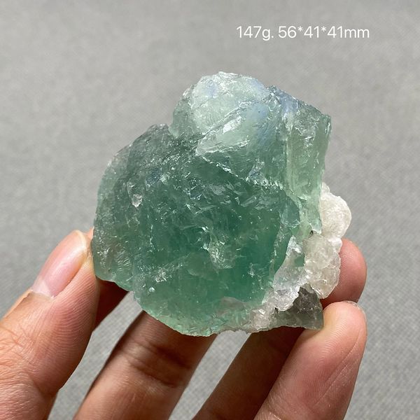 100% d'échantillon de minerai de minerai de pierre brute de fluorite bleu bleu 100% vert naturel