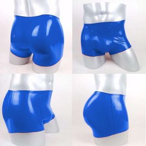 100% Natural Latex Rubber Shorts Pantes Pantalons personnalisés à la main Boxer bleu foncé Halloween Cosplapplay, mascarade, mascarade