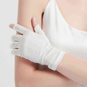 100 gants en soie de mûrier naturel femmes été soins de la peau crème solaire respirant demi-doigt écran tactile mitaines de conduite K100 J220719