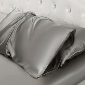 100% taie d'oreiller en soie de mûrier naturelle décorative de luxe 6A taie d'oreiller dorée 25 Momme solide Pure soyeuse lit coussin cas 240223