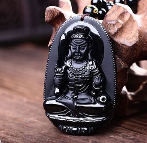 Pendentif de statue de bouddha fixe sculpté en obsidienne 100% naturelle