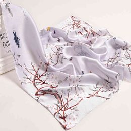 100% Natural Square Sjaal voor Dames Print Draagschijf Sjaals Hoofddoek Chinese Echte Silk Kerchief Bandana 65x65cm