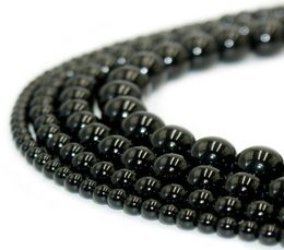 100 Perles d'obsidienne noire en pierre naturelle Round Gemstone Perles en vrac pour le bracelet bricolage Bijoux de fabrication 1 brin 15 pouces 410 mm23294507249070