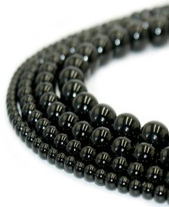 100 natuursteen zwarte obsidiaan kralen rond edelsteen losse kralen voor doe -het -zelf armband sieraden maken 1 streng 15 inch 410 mm23294501175505