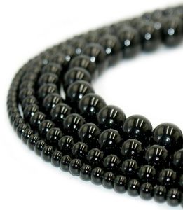 100 natuursteen zwarte obsidiaan kralen rond edelsteen losse kralen voor doe -het -zelf armband sieraden maken 1 streng 15 inch 410 mm23294504050230