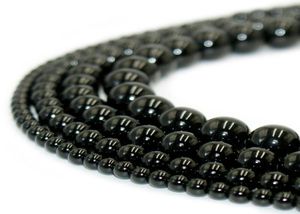 100 natuursteen zwarte obsidiaan kralen rond edelsteen losse kralen voor doe -het -zelf armband sieraden maken 1 streng 15 inch 410 mm23294506391803