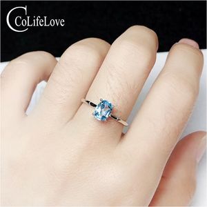 100% NATUURLIJKE TOPAZ Zilveren Ring voor engagement 5 mm * 7 mm 0.6ct Topaz Ring Solid 925 Silver Topaz Sieraden Verjaardagscadeau voor Dame