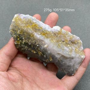 Barite jaune 100% naturelle et fluorite verte, cristal d'intercroissance, pierre brute, échantillon de minerai, origine de la Province du Fujian, Chine