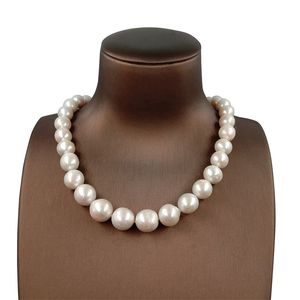 100% natuur zoetwater grote ronde parel chocker ketting-40-59 cm, goede kwaliteit 10-13 mm natuur aardige kleur parel, mooie gesp