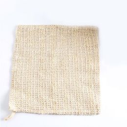 100% Naturaleza Toalla de limpieza de sisal para baño Cuerpo Exfoliante Lino Sisal Paño de lavado 25 * 25 cm Ducha Paño de ducha Sisal Tela de lino Rqlaq