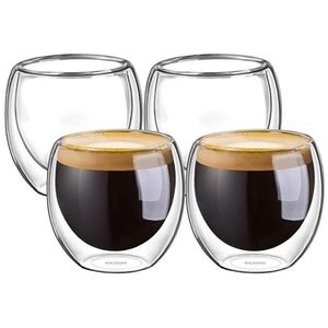 100% nouvelle marque de mode 4 pièces 80 ml tasses à expresso isolées à double paroi buvant du thé tasses à café au lait tasses en verre de whisky Drinkware236p