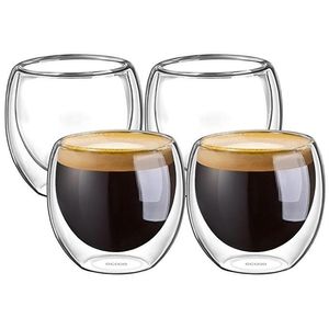 100% nouvelle marque Fashion 4pcs 80 ml Double mur isolée tasses à expresso Boire du thé latte tasses à café whisky tasse de verre