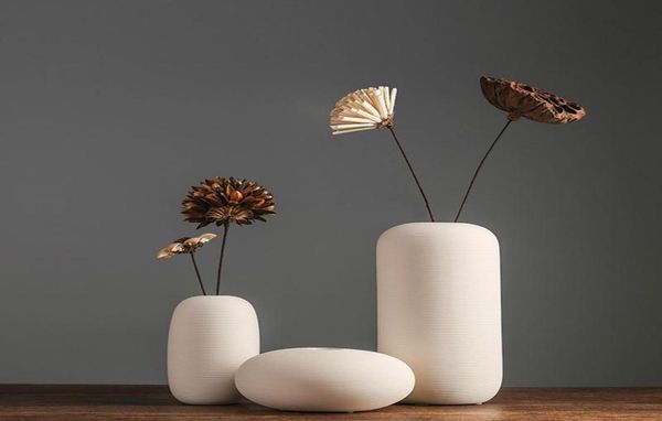 100 Nouvelles marques Créativité en porcelaine simple et moderne Vases blanches Vases en céramique pour décoration de maison de mariage 13284426