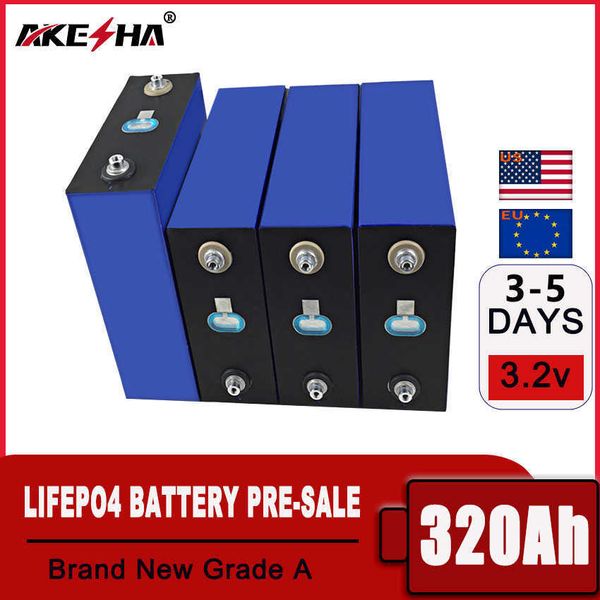 Batterie Lifepo4 Grade A 100% V, 3.2 ah, 320ah, 12V, 24V, 48V, à monter soi-même, pour panneau solaire, avec barres omnibus gratuites, pour vélo électrique EV RV