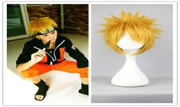 100 NOUVELLE PATURE DE MODE DE HAUTE QUICIE WIGSGTGT Synthétique Jaune Broit Anime Naruto Uzumaki Naruto Costume Show C8278650
