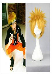 100 NOUVELLE PATURE DE MODE DE HAUTE QUIQUE WIGSGTGT Synthétique Jaune Broit Anime Naruto Uzumaki Naruto Costume Show C2948037