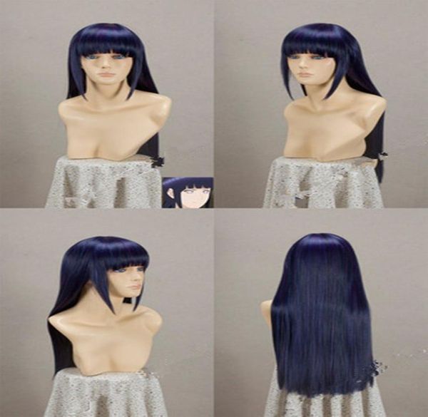 100 Nuevas pelucas de imagen de moda de alta calidad gtgt Naruto Shippuden Hinata Hyuga BlueBlack Peluca de cosplay mixta 80 cm W016478914