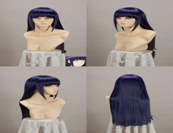 100 Nuevas pelucas de imagen de moda de alta calidad gtgt Naruto Shippuden Hinata Hyuga BlueBlack Peluca de cosplay mixta 80 cm W018297464