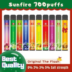 100% nueva Venta caliente Venta auténtica Sunfire Bar 700 Puffs desechables Vape Pen 320 mAh Batería de recarga Vapor barato Alemania Alemania India Rusia España Vaper