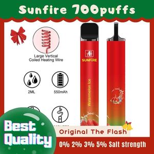 100% nieuwe hot sell authentieke Sunfire Bar 700 Puffs wegwerp vape pen 320 mAh oplader batterij 10 smaken goedkope damppen populair verkopen 700 1800 2500puff vape pen