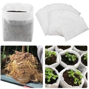 100 sacs de pépinière de plantes non tissés famille jardin transplantation de sol sacs de plantes ventilés boîtes de graines 240130