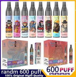 FUMOT RANDM VASE 600 PUFFS VAPE wegwerp E Sigaret 2 ml Mesh Coil 20 Smaken Beschikbaar met RGB -licht