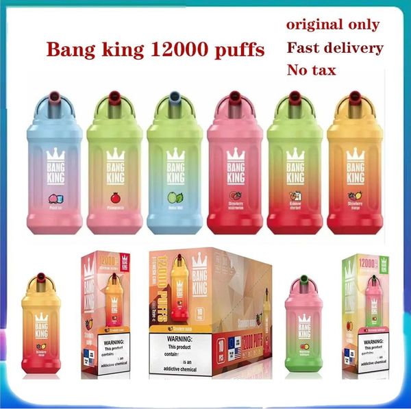 Original Bang King 12000 puffs Kit de pluma vape desechable 20 sabores En stock Batería recargable de 650 mAh Cartucho precargado de 23 ml Pod Bang12k puff Vapor Pen