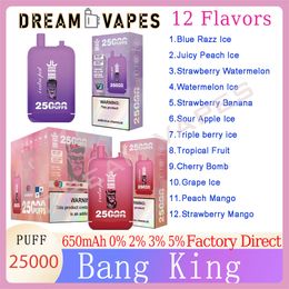 100% d'original Bang King 25000 Puffle jetable E cigarette 650mAh Batterie rechargeable 12 saveurs 0% 2% 3% 5% Nive