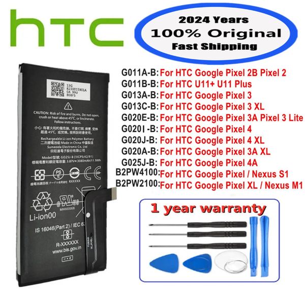 Batterie 100% d'origine pour HTC Google 2 2B Pixel 3 3A Lite Pixel3 XL 3xl Pixel 4 4xl Pixel4 XL 4A Nexus S1 M1 U11 + Plus batterie