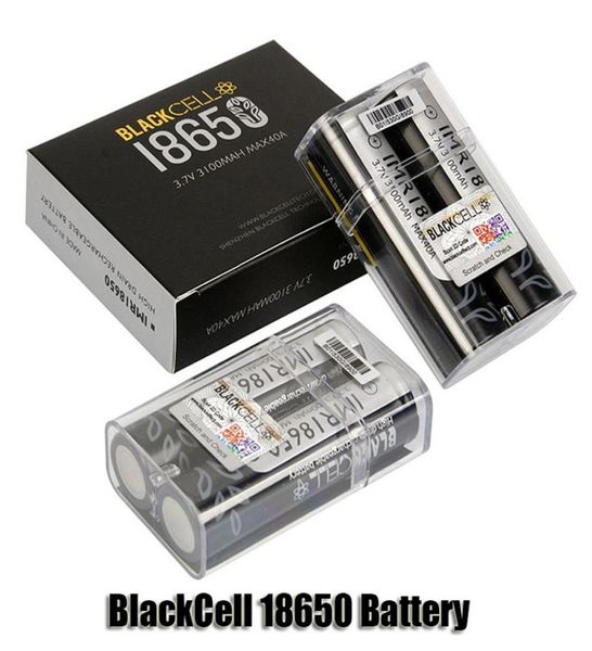100 Batterie d'origine BlackCell IMR 18650 3100mAh 40A 37V High Drain rechargeable Flat Top Vape Box Mods Batteries au lithium Genuin1475954