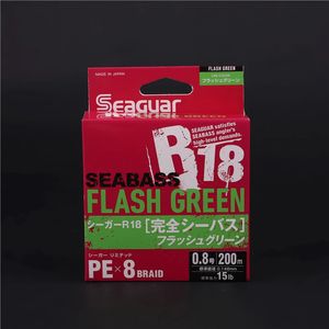 100% Brand d'origine Seagarar SeaBass PE X8 8 STRANDS Ligne de pêche tressée 11 lb35lb 150m 200m Couleur verte fabriquée au Japon 240407