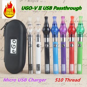 100% original dab stylos Vape stylo cire Pyrex Glass Globe Herb sec Ugo-V II 510 Batterie USB E Kits de démarreur à cigarettes