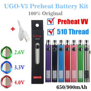 Batterie d'origine ECPOW UGO V2 V3 III Vaporisateur Préchauffeur Variable Variable 510 Fil Evod Ego Micro USB Charger Vape