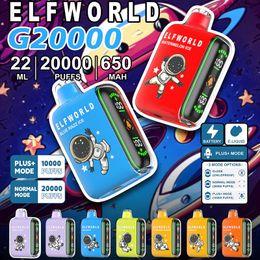 100% originele elfworld G20000 Puffs Wegwerp E Sigaretten Mesh Coil 22 ml POD Batterij Oplaadbare elektronische cigs Puff 20kk 0% 2% 3% 5% Disposable vape kit aanpasbaar