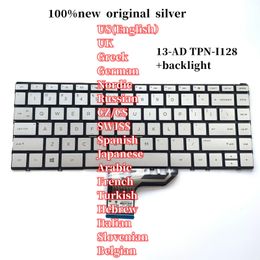 100 Original para HP X360 13AD 13W TPNI128 TECLADO DE LAPTOP Flight Silver 231221