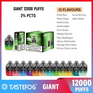 100% Original TasteFog Giant 12000 Puffs 12k Puffs 12 saveurs en stock avec lumière flash LED