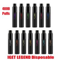 100% IGET LEGEND 4000 Disposable Disposable Dispositif Electronic Cigarettes Vape Pen préfabillés