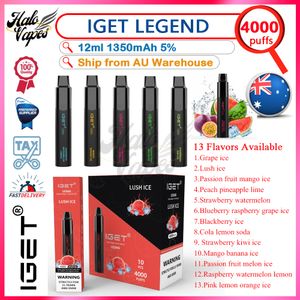100% originele IGET Legend 4000 Puff wegwerp vape-pen 5% mesh-spoel 12 ml voorgevulde pod 1500 mAh batterij E-sigaretten 13 smaken beschikbaar in de uitverkoop