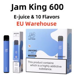 100% original Jam King 600 jetable vape pen puff 600 vapes bouffée jetable 2ml 550mah EIF BAR 600 EU Entrepôt en stock Vente en gros 10pack bang elux legend