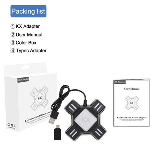 100% d'origine KX USB contrôleurs de jeu adaptateur convertisseur jeu vidéo clavier souris adaptateur pour Nintendo Switch/Xbox/PS5/PS4/PS3