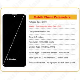 100% originele LCD voor Motorola Moto E40 XT2159-3 XT2159-4 E40 LCD Display Screen Touch Panel Digitizer Reparatieonderdelen