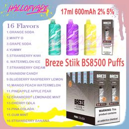 100% originele nieuwe wegwerpvape Breze Stiik Bs 8500 Rookwolken Vape Wegwerpbladerdeeg Kenmerken e-sigaretten Mesh Coil 17 ml Pod 16 smaken Vapes Oplaadbaar beschikbaar