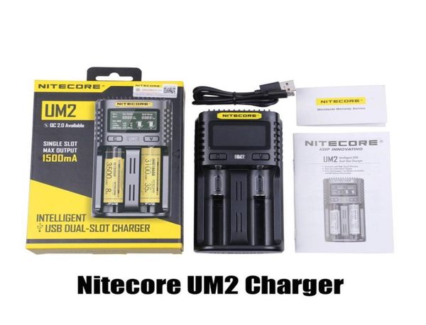 100 chargeur universel Nitecore UM2 d'origine pour batterie 16650 18650 17350 26650 20700 21700 prise US EU AU UK Intellicharger Batte6098411