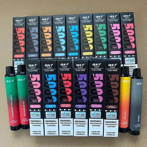 100% original Puff Flex Pro 5000 Puffs rechargeable jetable Vape Pen cigarette Vape dispositif 15 saveurs 550mah batterie 12ml cartouche kit de démarrage en stock