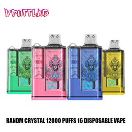 100% original Randm Crystal 12000 Puffs Dispositif de vape jetable Pen Pod E-Cigarette 20 ml Pré-rempli 650 mAh Batterie rechargeable 16 saveurs en stock