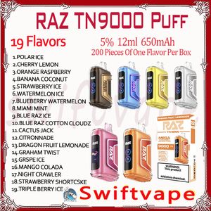 100% Original RAZ TN9000 Puff jetable E Cigarette 5% 19 saveurs 12ml Pod batterie rechargeable 650mAh 9K Puffs Vape Kit